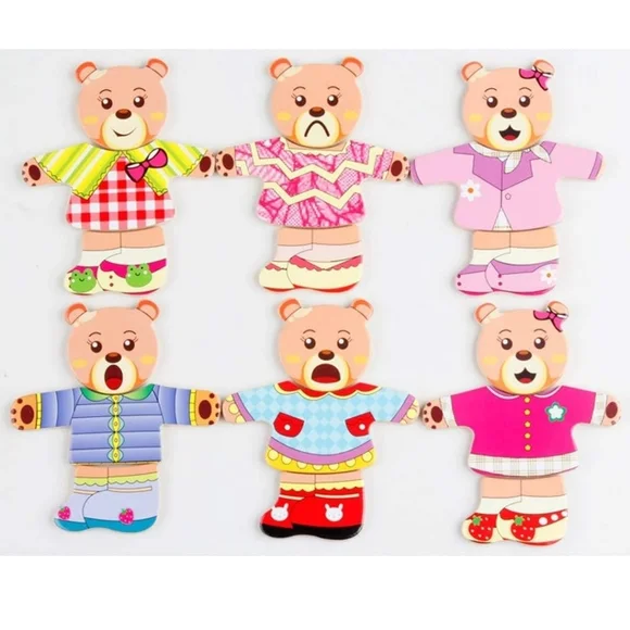 Kids Baby Colorful Wooden Cartoon Bear Dress Changing Clothes Puzz - Picture 5 of 7